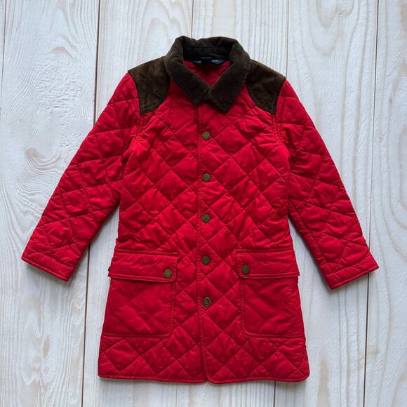 Ralph Lauren Girls Size 6X Barn Jacket Pea Coat Corduroy Collar Suede Trim - Picture 1 of 6